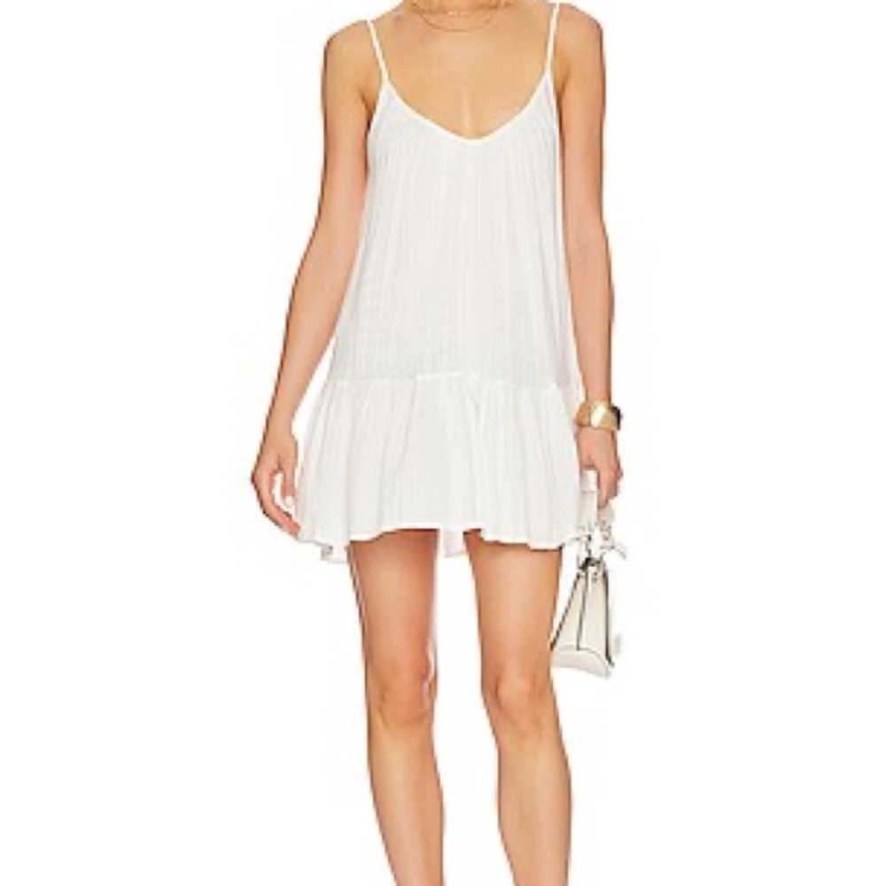 l*space Cream Lightweight Tiered Slip Dress